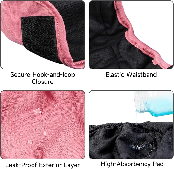 Paw Legend Washable Reusable Female Dog Period Diapers for Heat Doggie Puppy Diapers for Female Dogs (3 Pack,Large)