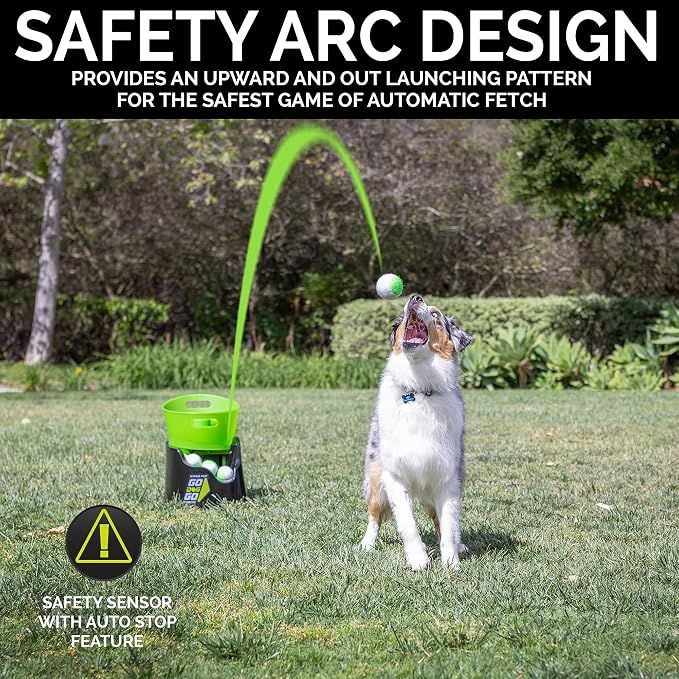 Hyper Pet GoDogGo Fetch Machine Dog Ball Launcher & Automatic Ball Launcher for Dogs With Five 2.5" Balls for Dogs 20-60 Pounds