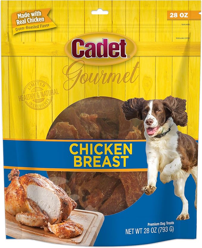 Cadet Gourmet Chicken Jerky Dog Treats For Training - Healthy & Natural Dog Training Treats for Small & Large Breeds - Inspected & Tested in USA (28 oz.)