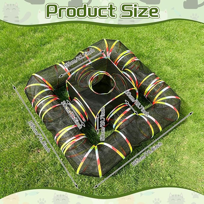 CypherX Outdoor Rainbow Cat Enclosure, 5 in 1 Portable Cat Tents for Outside Cage Free Outside Pet Enclosure Cat Tunnel Outdoor Playground for Indoor Cats and Small Animals