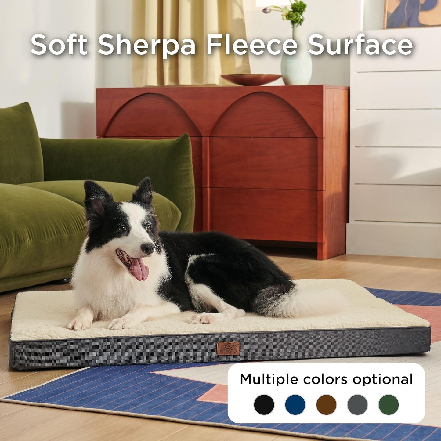 Bedsure XL Dog Bed for Crate - Large Orthopedic Waterproof Pet Beds with Removable Washable Cover, Egg Crate Foam Crate Mat, Suitable for Pet Up to 90 lbs