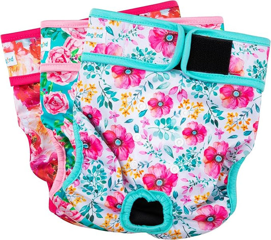 Paw Legend Washable Reusable Female Dog Period Diapers for Heat Doggie Puppy Diapers for Female Dogs (3 Pack, Medium)