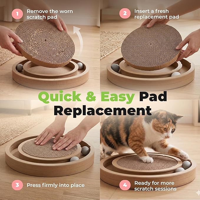 Best Pet Supplies Catify Cat Scratcher, Fun Interactive Scratchers, Posts, Poles, Claw Safe, Furniture Saver Indoor Play Support Natural Cat Behaviors Heavy Duty - Round(3 Pack)