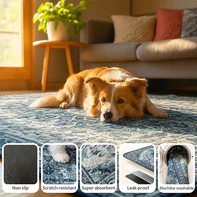Washable Pee Pads for Dogs, Reusable Puppy Potty Training Pads, Ultra-Absorbent Thick Waterproof Leak-Proof Non-Slip Pads & Mat for Crate, Playpen, Floor, Whelping & Housebreaking , 2 Pack 36"x48"