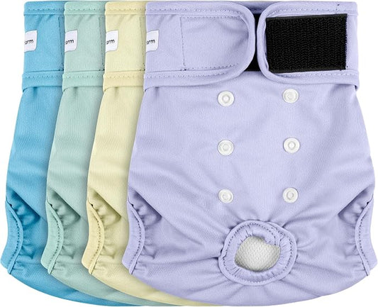 4 Pack Reusable Female Dog Diaper, Highly Absorbent Doggie Diapers for Female Dogs, Dog Diaper XX-Large, Yellow