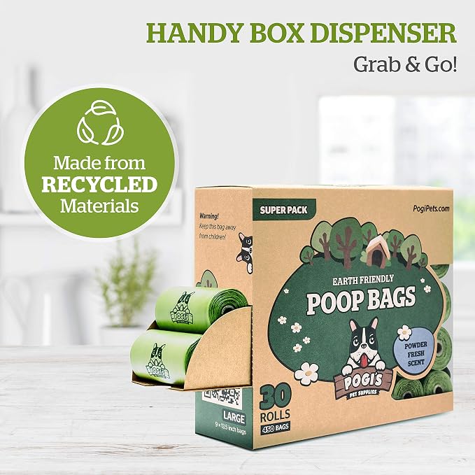 Pogi's Poop n' Wipe Combo Pack - 900 Doggy Poop Bags & 100 Plant-based Dog Wipes Bundle