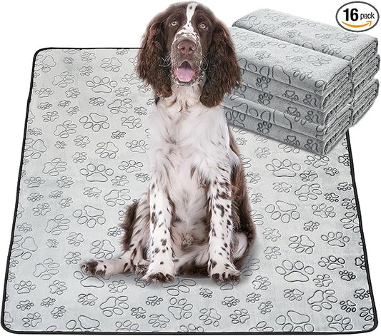 Qeils Reusable Puppy Pads, 16 Pack Washable Pee Pads for Dogs, Non Slip Wee Wee pad, Absorbent and Leakproof Training Mats for Potty, Crate, Playpen, Bed, Sofa, 48"x 30"