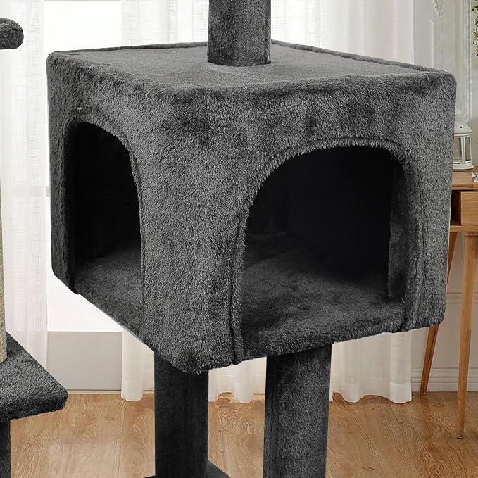 AIWIKIDE Cat Tree Has Scratching Toy with A Ball Activity Centre Cat Tower Furniture Jute-Covered Scratching Posts,Darkgrey