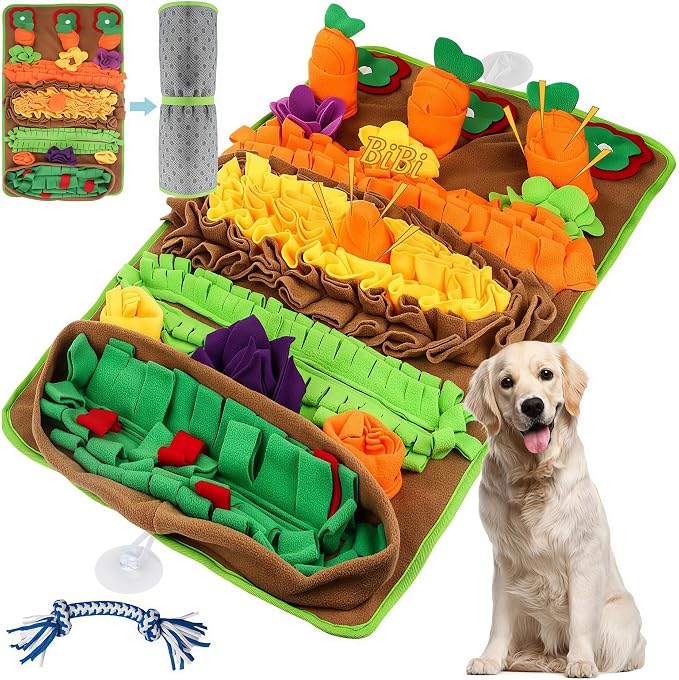 Snuffle Mat for Dogs – Extra Large 32'' x 20'', Washable Slow Feeder Dog Toy, Durable Interactive Dog Puzzle for Mental Stimulation & Nosework Training, with Anti-Slip Suction Cups