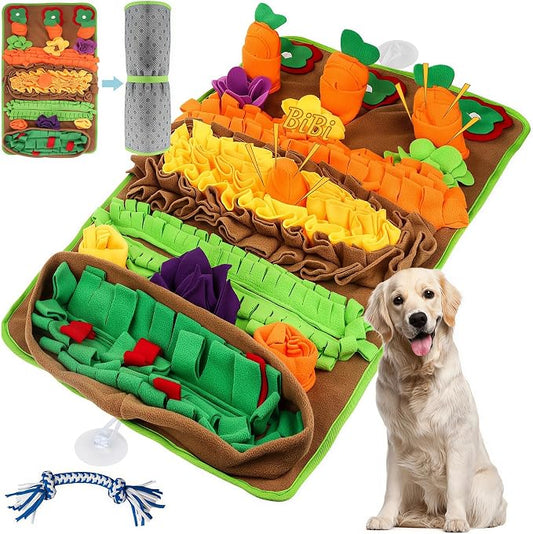 Snuffle Mat for Dogs – Extra Large 32'' x 20'', Washable Slow Feeder Dog Toy, Durable Interactive Dog Puzzle for Mental Stimulation & Nosework Training, with Anti-Slip Suction Cups