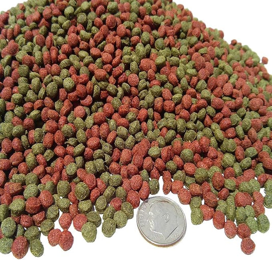 4mm - 3/16" Green Gro & Color Red Enhancing Floating Pellets for Medium Tropical Fish, All Koi and Pond Fish...10-lbs