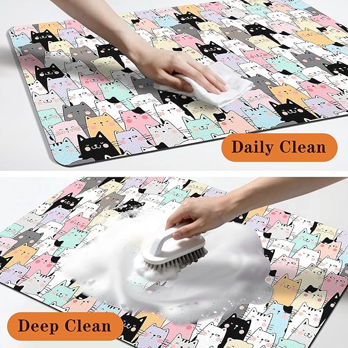 Pet Feeding Mat for Floors Cat Food Mat Waterproof Dog Food Mat and Water Absorbent Quick Dry Non Slip Mat for Cat Bowls