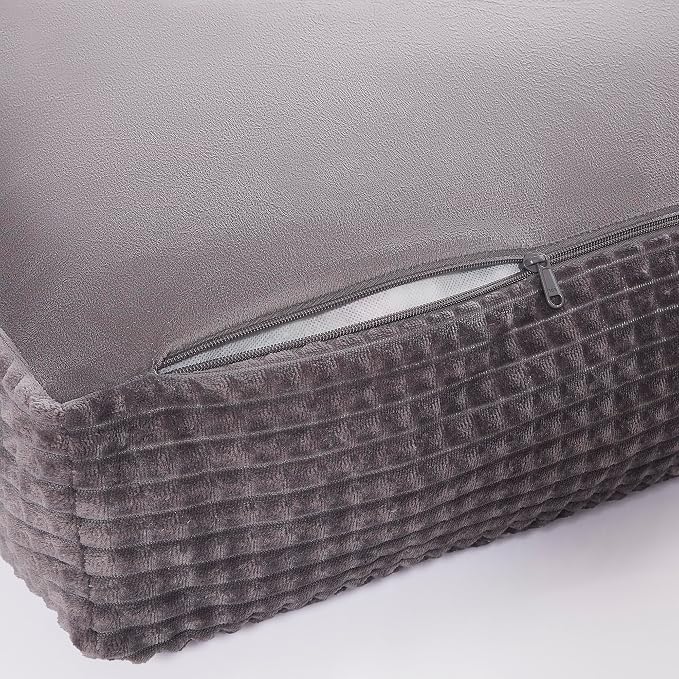 Modern Threads Ultra Plush Orthopedic Memory Foam Pillow Bed for Large Dogs with Supportive Filling and Stylish Textured Design, Charcoal, (36" L x 27" W x 4" Th)