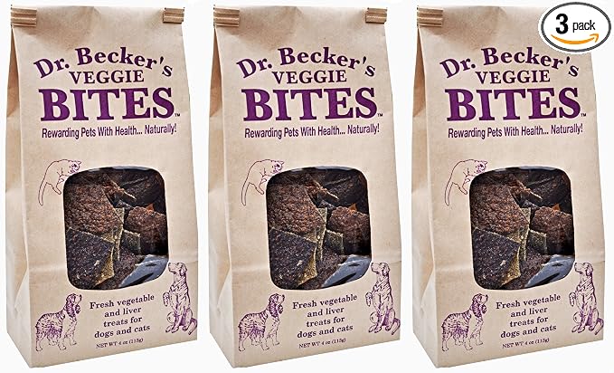 Dr. Becker's Veggie Bites | Made from Fresh Vegetables | Grain Free Liver Training Treats for Dogs & Cats, 4 oz
