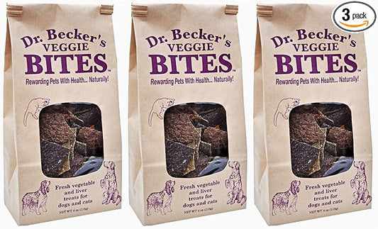 Dr. Becker's Veggie Bites | Made from Fresh Vegetables | Grain Free Liver Training Treats for Dogs & Cats, 4 oz