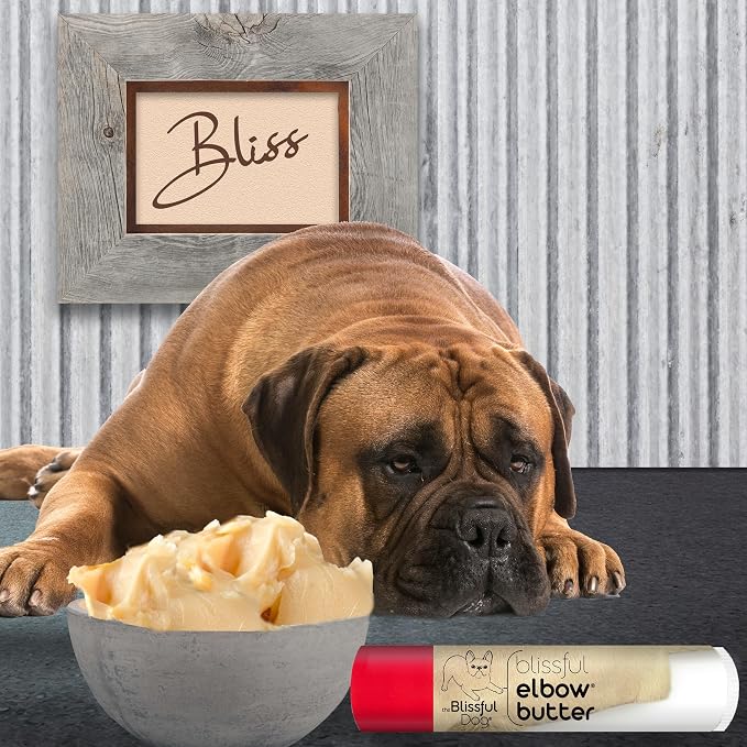 The Blissful Dog Elbow Butter for Dry, Cracked Calluses, Lick-Safe Dog Balm, Soothing Elbow Balm with Moisturizing Shea Butter, Almond, Olive, and Essential Oils, Pet Supplies, 0.15 oz. Stick