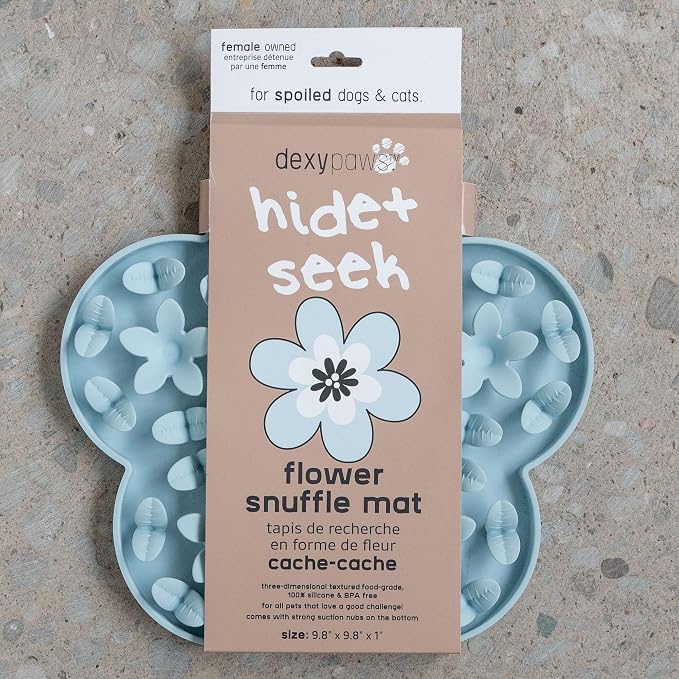 Dexypaws: Enrichment Snuffle Mat: Sky Blue Flower - Textured Dog Feeding Pad, Food Grade Silicone, Spread Food &Treats, Pet Soothing, Suction Back
