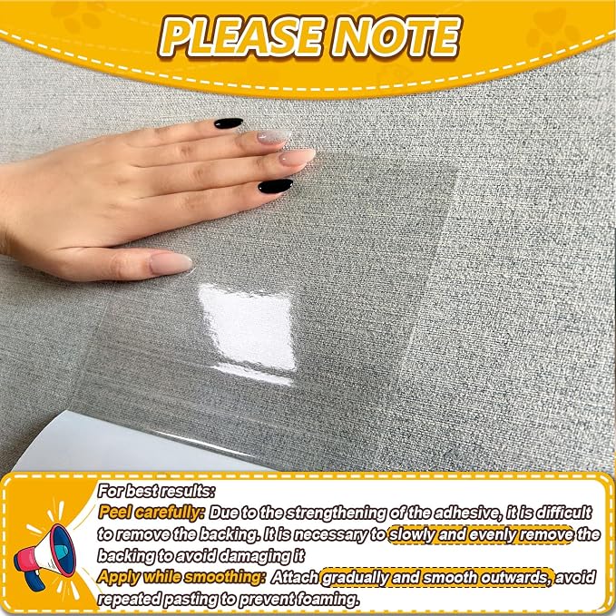 Anti Cat Scratch Furniture Protector, 12 Pcs Self-Adhesive Couch Protector for Cat Claws, Heavy Duty Couch Cover Furniture Protectors from Cats Scratching Tape for Sofa, Corner, Door, Chair