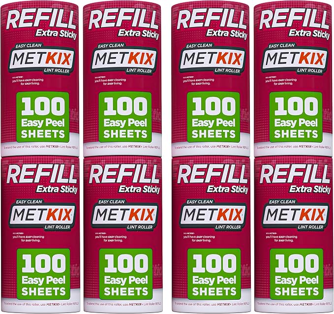 Refill for Metkix Lint Rollers 8 Pack (Total 800 Sheets)