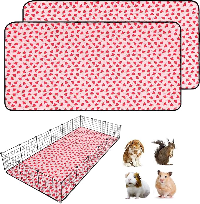2 PCS Guinea Pig Cage Liner, Reusable Waterproof Guinea Pig Liner, Washable Small Animals Bedding, Super Absorbent Pet Pee Pads Guinea Pig Mats, Rabbit Mats for Cages (36 * 72 inch)