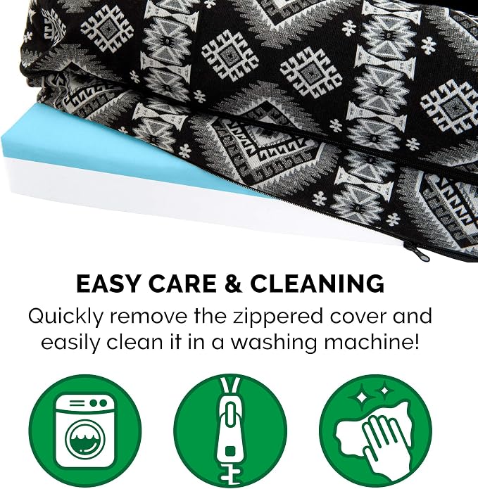 FurHaven Supportive Cooling Memory Foam Sofa Dog Bed with Washable & Removable Cover - Plush/Woven - Black Medallion, Dogs Dogs Up to 125 lbs - Jumbo Plus XXL