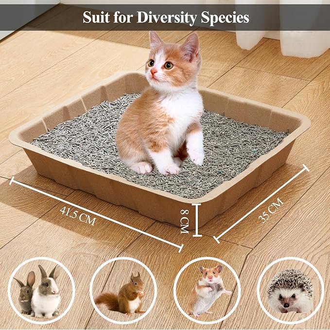 Vealind Disposable Litter Boxes for Cats Cardboard Cat Litter Trays Cat Travel Toilet Litter Pan Liners Kitty and Small Animals Leakproof Litter Box (10 Pack)