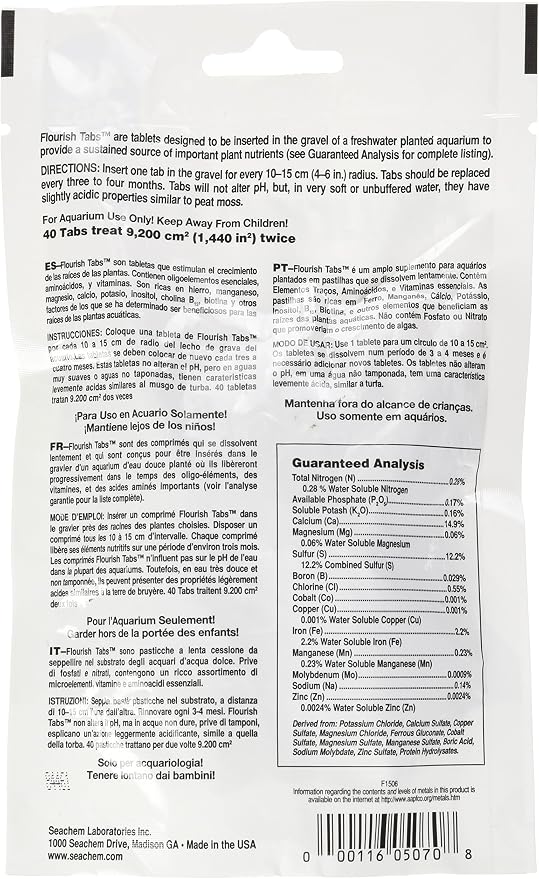 Seachem Flourish Tabs Growth Supplement - Aquatic Plant Stimulant 40 ct & Flourish Advance Growth Supplement - Aquatic Plant Aid 500 ml