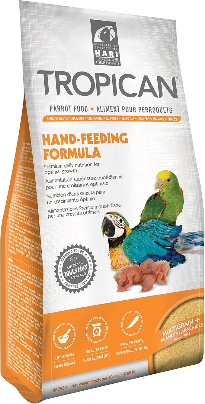 HARI Tropican Bird Food, Hagen Parrot Food Hand Feeding Formula, Easy to Mix, 4.4 lbs Bag