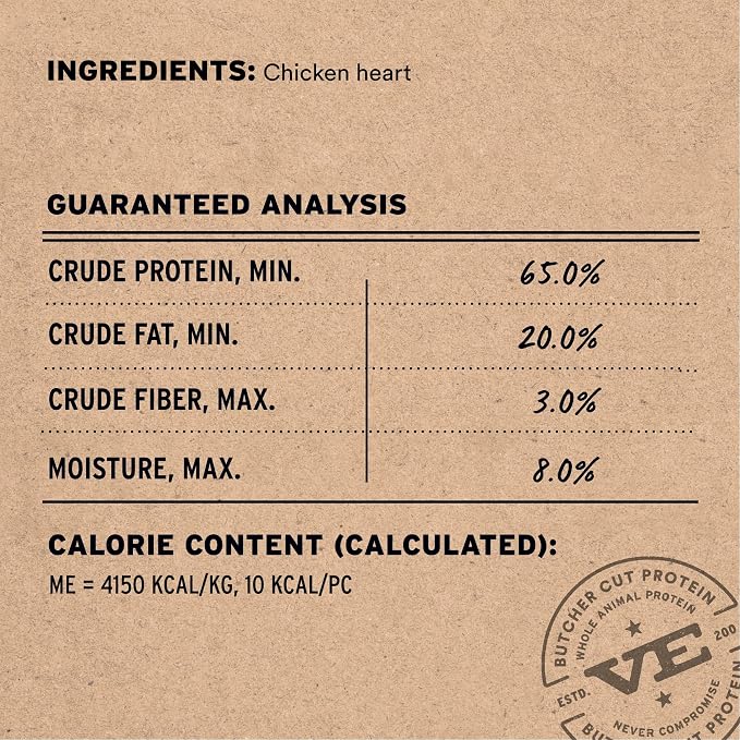 Vital Essentials Freeze Dried Raw Chicken Hearts Cat Treats | Single Ingredient | Premium Quality | Grain Free, Healthy Treats for Cats, 0.8 oz Bag