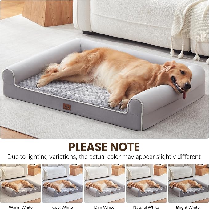Large Dog Beds Large Sized Dogs 48x35x8 Inch, Orthopedic XXL XL Dog Bed for Medium Size Dogs, Big Waterproof Couch Sofa with Removable Washable Cover for Pet, Light Grey