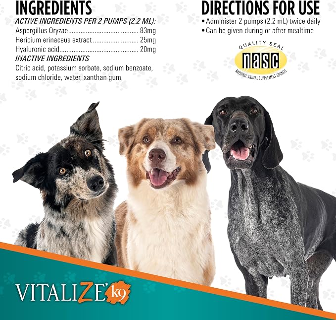 Vitalize Alimend K9, 6 Oz - Dog Upset Stomach Supplement for Nausea, Vomiting & Diarrhea - Natural for Small Dogs - Supports Digestion, Immunity & Gastric Health - Safe for Daily Use