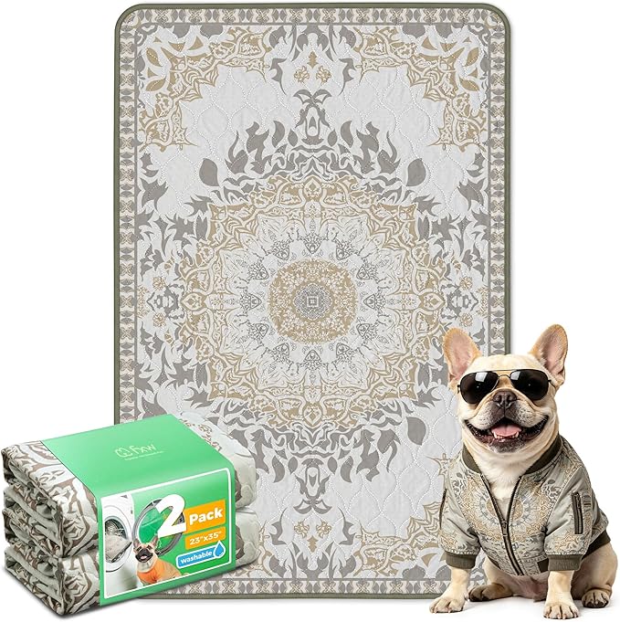 FXW Washable Pee Pads for Dogs, Puppy Pads with Super Absorbent, Specifically Designed for 36inch Cages, 23" x 35" Rectangle, Boho, 2 Packs