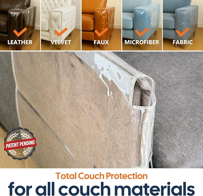 Cat Scratch Furniture Protector, Couch Arm Covers, Anti-Scratch Furniture Protector for Leather Couch, Cat Deterrent, Sofa Arm Covers, Couch Corner Protector - Model 2