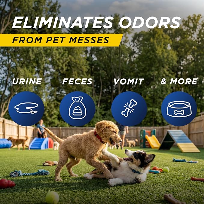 30 Seconds Outdoor Odor Eliminator for Pets, Dogs, For Grass, Turf, Lawns, Kennels & Dog runs, Enzyme Cleaner Hose Sprayer with Concentrate Refill (64 Oz Hose End Sprayer & 1 Gallon Refill Bottle)