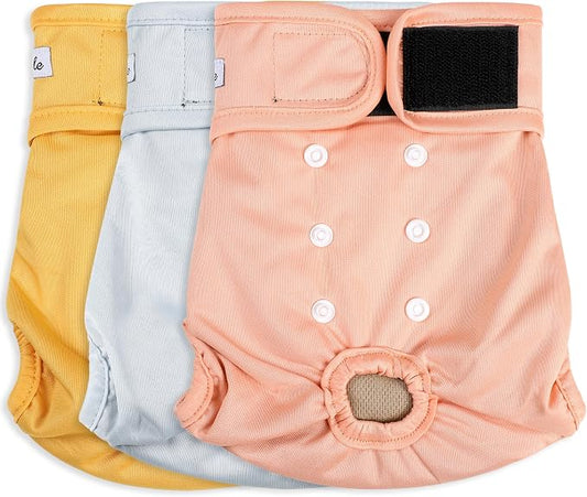 Female Dog Diapers - Premium Reusable Diapers for Doggie in Heat - Highly Absorbent Dog Diapers Female for Pet Incontinence with Adjustable Snaps Yellow, XXL