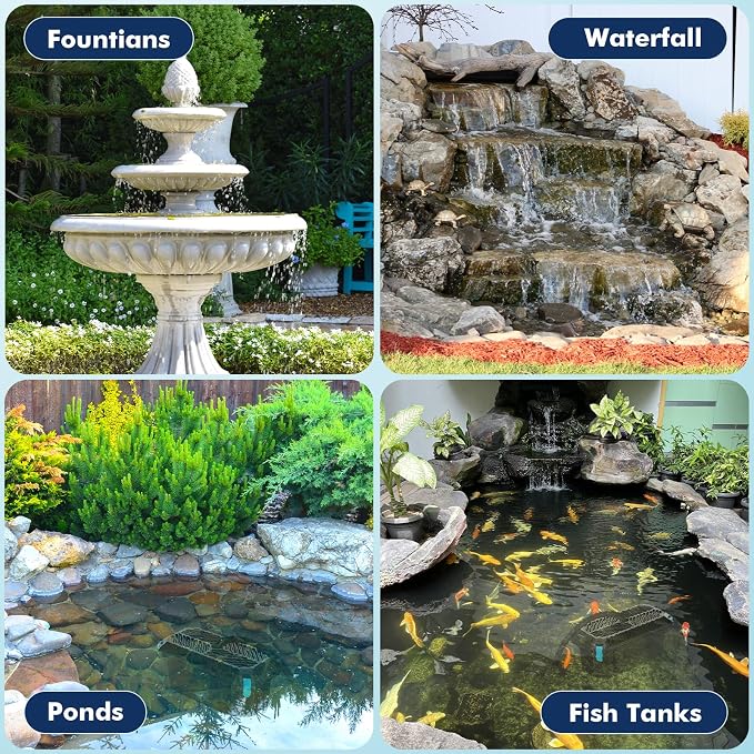 POPOSOAP Pond Filter for Outdoor Ponds, Filter Box with 2 Filter Pads and 20 Bio-Balls for Outdoor Pond Pump Submersible Fountain Pump