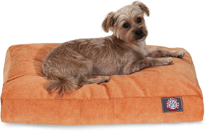 Majestic Pet Villa Rectangle Dog Bed Washable – Non Slip Comfy Pet Bed – Crate Bed with Removable Washable Cover – Kennel Bed for Sleeping, Polyester Fiber, Medium, Orange