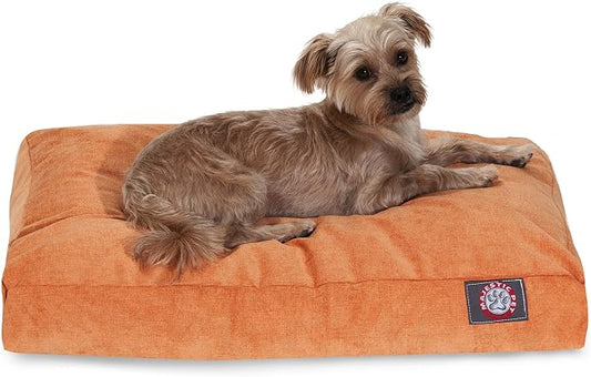 Majestic Pet Villa Rectangle Dog Bed Washable – Non Slip Comfy Pet Bed – Crate Bed with Removable Washable Cover – Kennel Bed for Sleeping, Polyester Fiber, X-Large, Orange