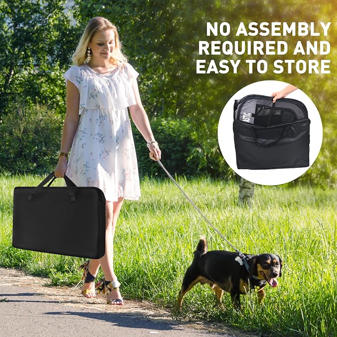 Portable Pet Playpen for Small Dogs & Cats, Foldable Puppy Safety Pen with Removable Zipper Top, Breathable Mesh Dog Delivery Room, Indoor Isolation Cage for Kittens/Rabbits (Dark Grey, Small)