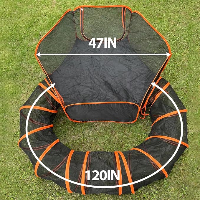 Outdoor Cat Enclosures for Indoor Cats with Tunnel, Portable Catio & Cat Playpen Tent for Outside - Orange Enclosed Pet Tent for Cats, Rabbit, Puppy & Small Animals