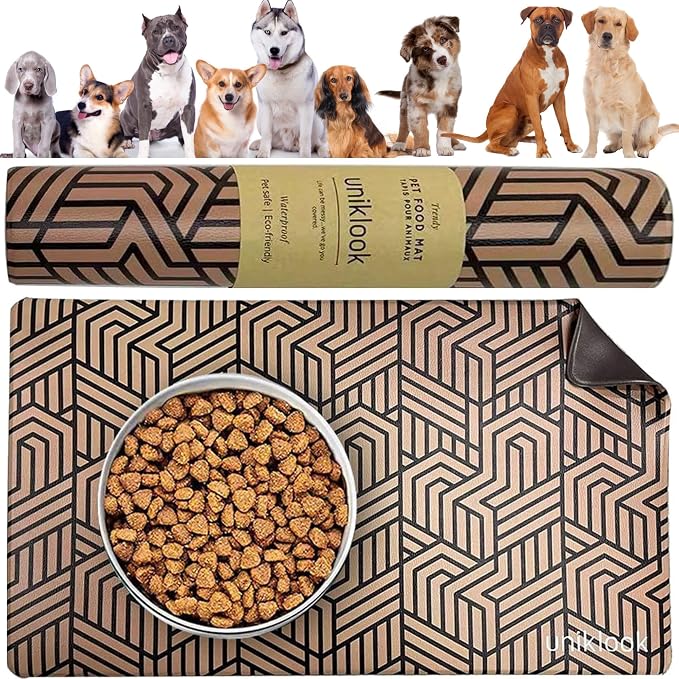 Dog Food Mat - Dog Bowl Mat - Pet Food Mat - Dog Mat for Food and Water - Dog Feeding Mat - Dog Water Bowl Mat - Waterproof Dog Water Mat - UnikLook