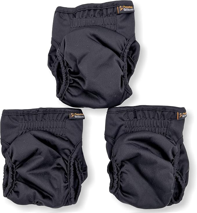 Pack of 3 or 6 Female Dog Diapers with 4 - Layers of Absorbent Pads Cat Panties Waterproof Leak Proof Washable (M: Waist 16" - 20", Pack of 6 Black)