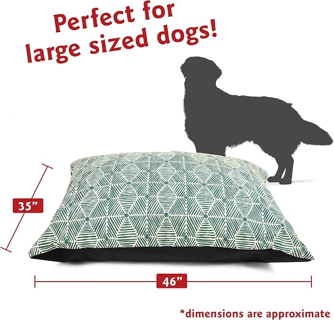 Majestic Pet Rectangle Large Dog Bed Washable – Non Slip Comfy Pet Bed – Dog Crate Bed Super Value Pillow Dog Bed – Dog Kennel Bed for Sleeping - Dog Bed Large Breed 46 x 35 Inch – Charlie Emerald