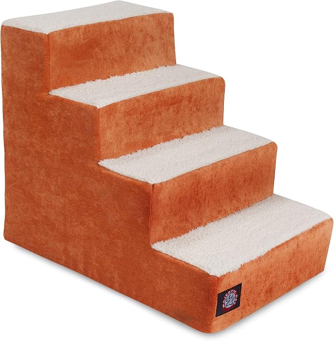 4 Step Portable Pet Stairs By Majestic Pet Products Villa Orange Steps for Cats and Dogs Tangerine