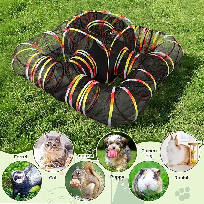 CypherX Outdoor Rainbow Cat Enclosure, 5 in 1 Portable Cat Tents for Outside Cage Free Outside Pet Enclosure Cat Tunnel Outdoor Playground for Indoor Cats and Small Animals