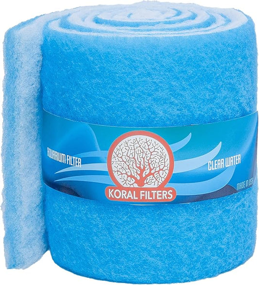 Premium Aquarium Filter Media Pad - Cut-to-Fit Roll, Fresh and Saltwater Safe, Blue & Dye-Free Options, Made in USA(Blue Bonded, 12"x96"(8 ft) by 0.75")