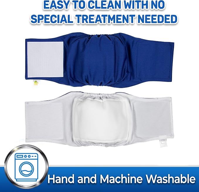 PET MAGASIN Male Dog Belly Bands Washable - Reusable Dog Diapers Male for Small Medium Large Dogs - Adjustable Wraps for Incontinence & Training - Pack of 3 (Original, Small (13"-15" Waist))