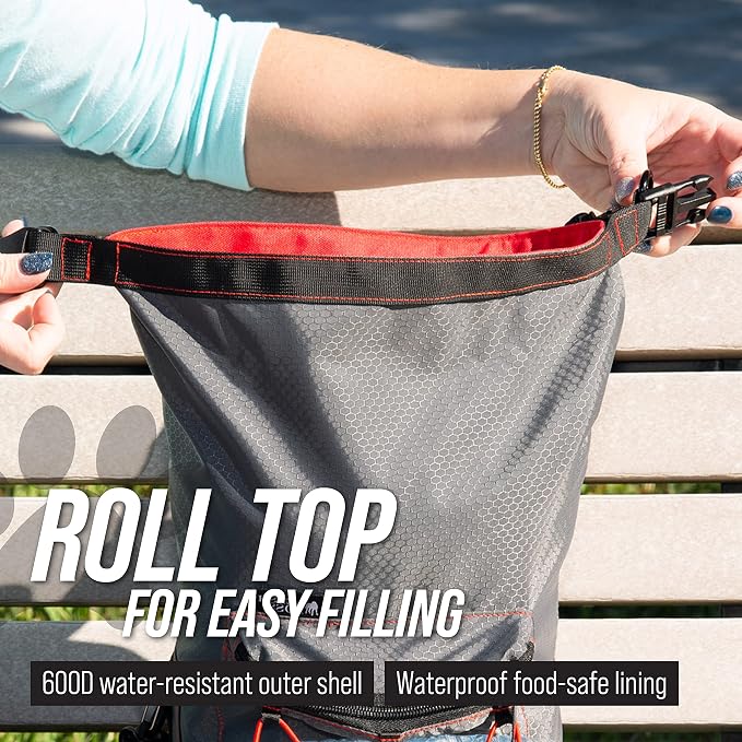 Travel Dog Food Carrier with Poop Bag Dispenser and Storage Pocket by Leash Boss
