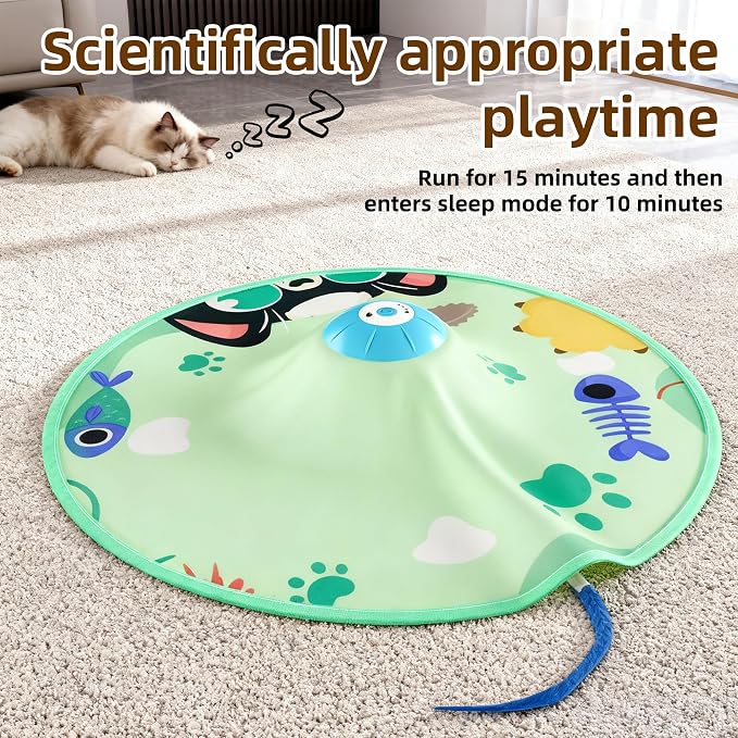 Casfuy 4 Speed Interactive Hide and Seek Cat Toy with Moving Mouse Electronic Motion Concealed Teaser Wand Cat Toy