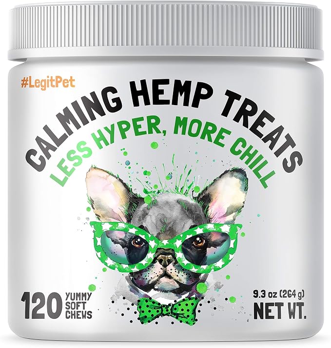 LEGITPET Calming Hemp Treats for Dogs 120 Soft Chews and Hemp Hip & Joint Supplement for Dogs 120 Soft Chews Bundle - Natural Pain Relief and Mobility - Dog Anxiety Relief - Made in USA